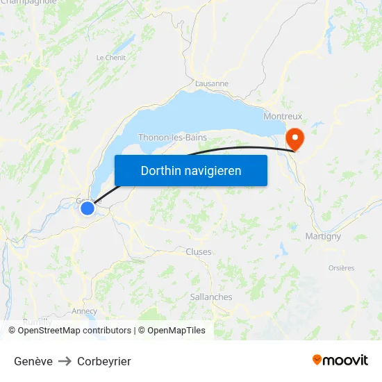 Genève to Corbeyrier map