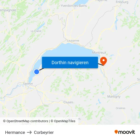 Hermance to Corbeyrier map