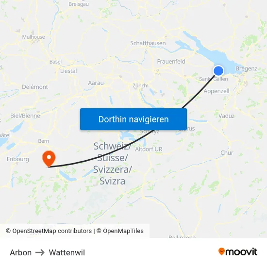 Arbon to Wattenwil map