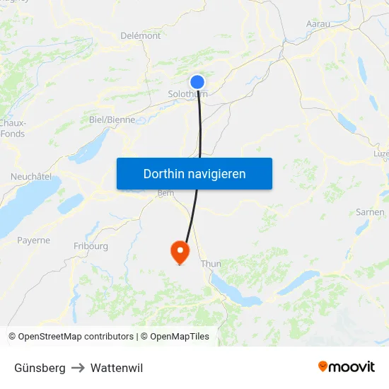 Günsberg to Wattenwil map