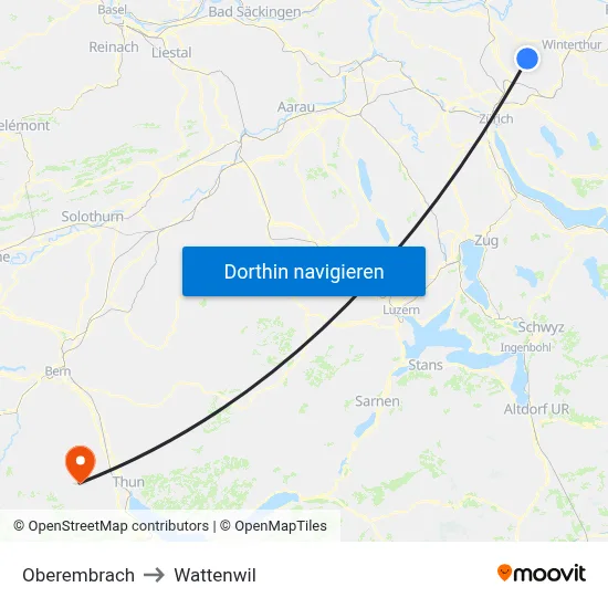 Oberembrach to Wattenwil map
