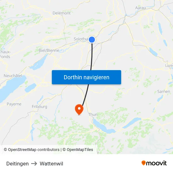 Deitingen to Wattenwil map