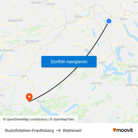 Rudolfstetten-Friedlisberg to Wattenwil map
