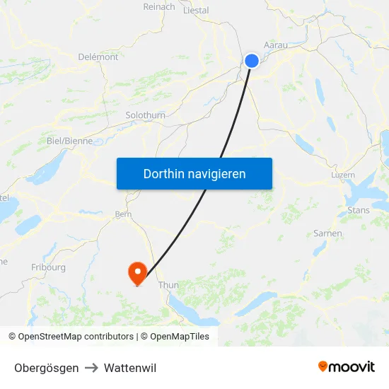 Obergösgen to Wattenwil map