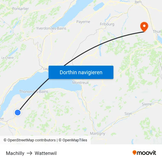Machilly to Wattenwil map