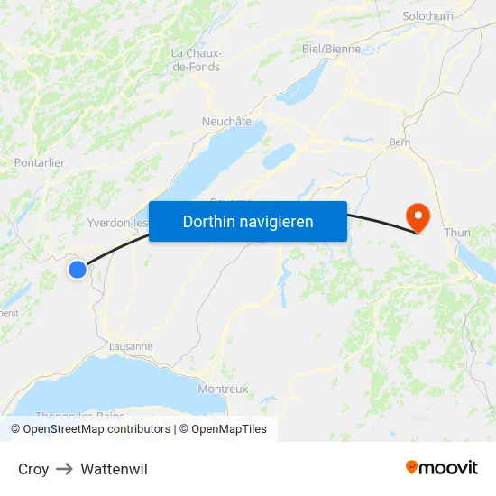 Croy to Wattenwil map