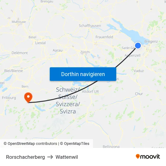 Rorschacherberg to Wattenwil map