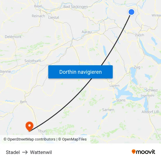 Stadel to Wattenwil map