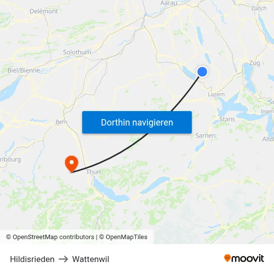 Hildisrieden to Wattenwil map