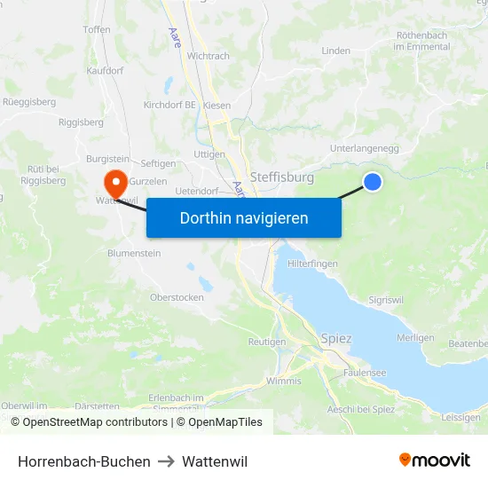 Horrenbach-Buchen to Wattenwil map