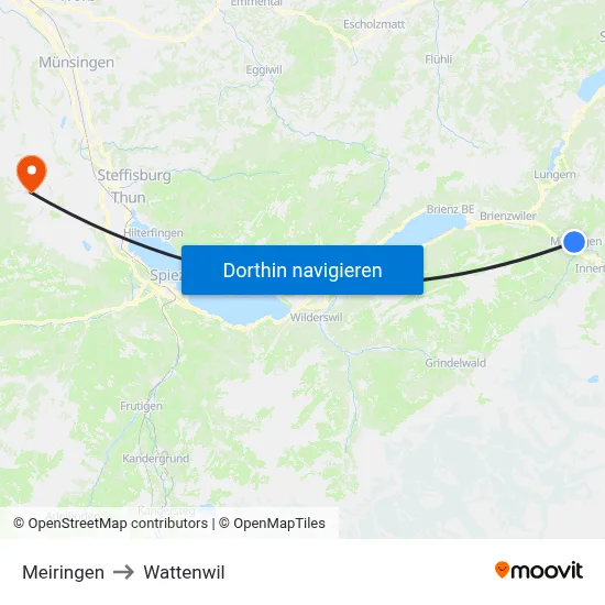 Meiringen to Wattenwil map