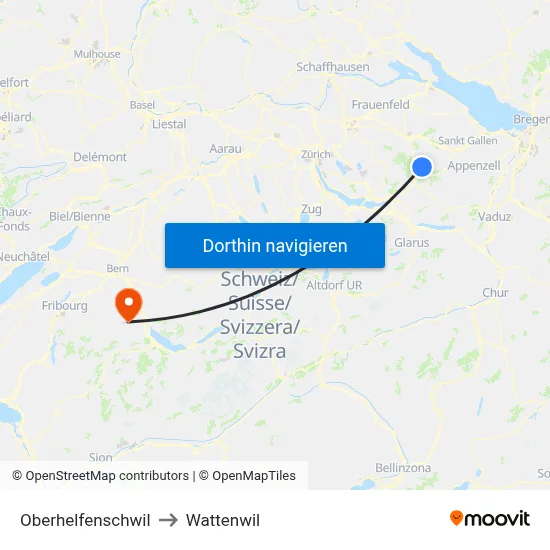 Oberhelfenschwil to Wattenwil map