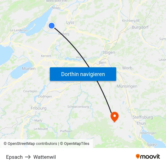 Epsach to Wattenwil map