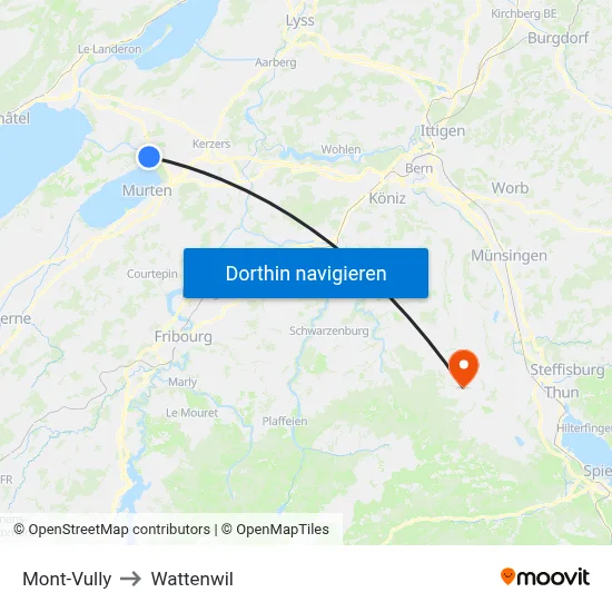 Mont-Vully to Wattenwil map