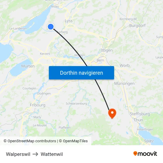 Walperswil to Wattenwil map