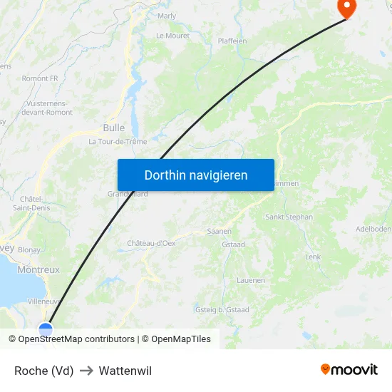 Roche (Vd) to Wattenwil map