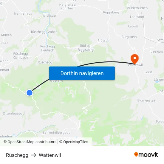 Rüschegg to Wattenwil map