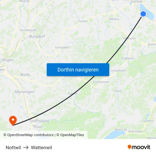 Nottwil to Wattenwil map