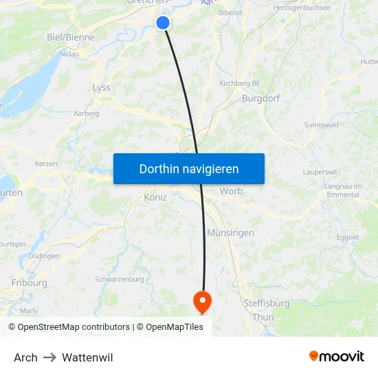 Arch to Wattenwil map