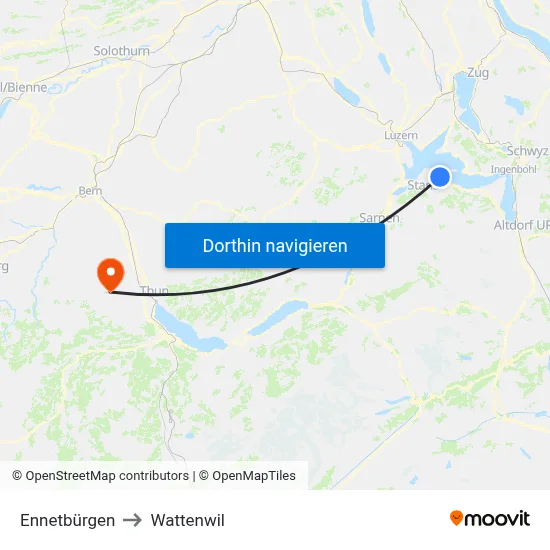 Ennetbürgen to Wattenwil map