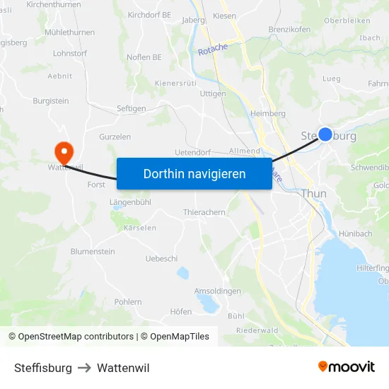 Steffisburg to Wattenwil map