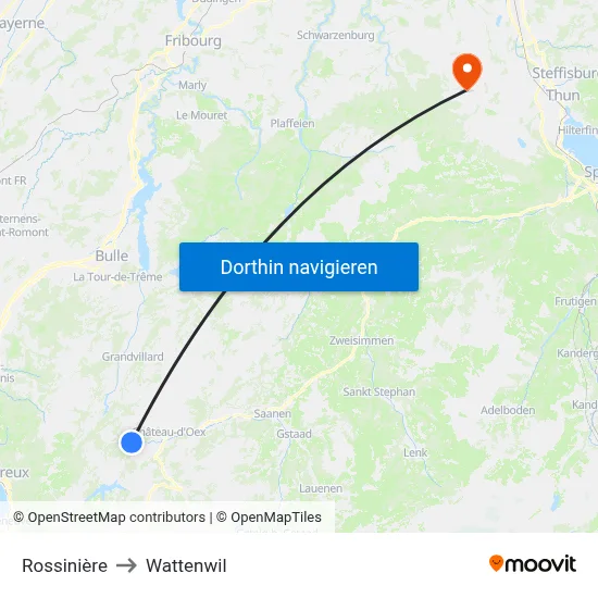 Rossinière to Wattenwil map