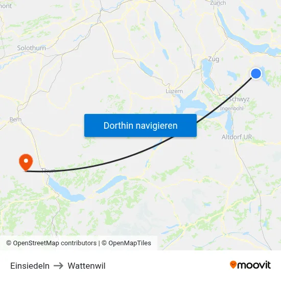 Einsiedeln to Wattenwil map