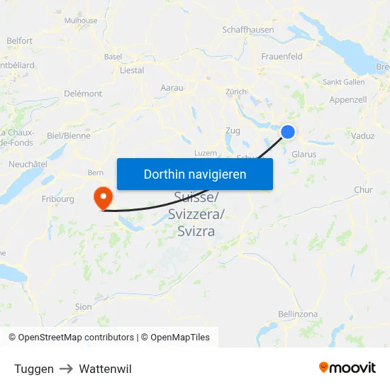 Tuggen to Wattenwil map