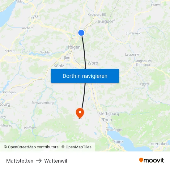 Mattstetten to Wattenwil map