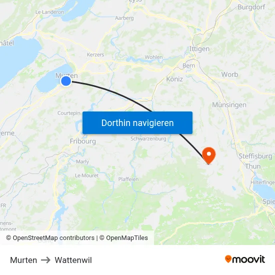 Murten to Wattenwil map