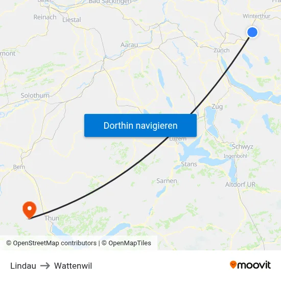 Lindau to Wattenwil map