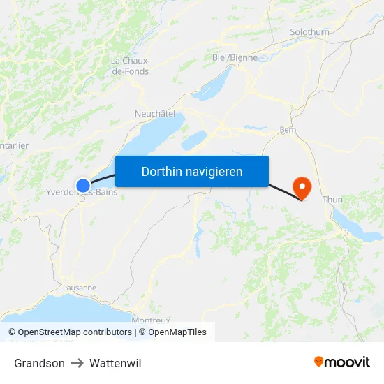 Grandson to Wattenwil map