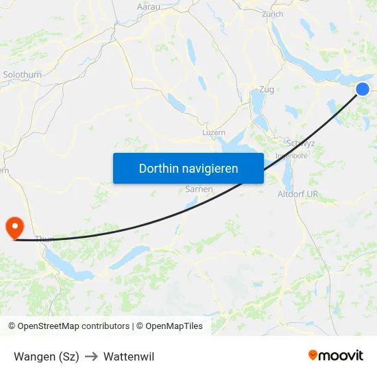 Wangen (Sz) to Wattenwil map