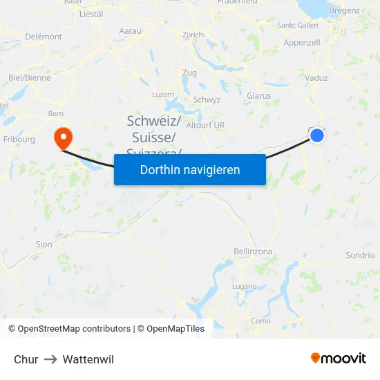 Chur to Wattenwil map