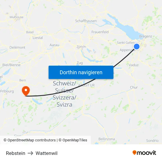 Rebstein to Wattenwil map