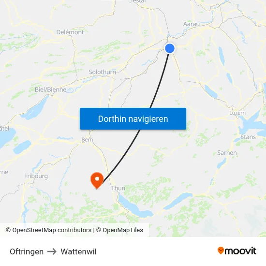 Oftringen to Wattenwil map