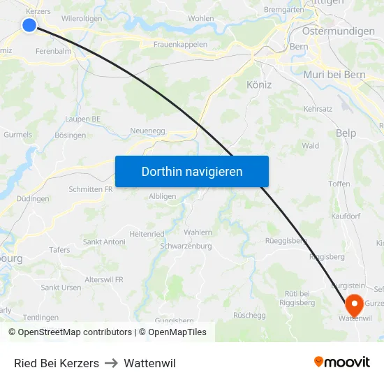 Ried Bei Kerzers to Wattenwil map