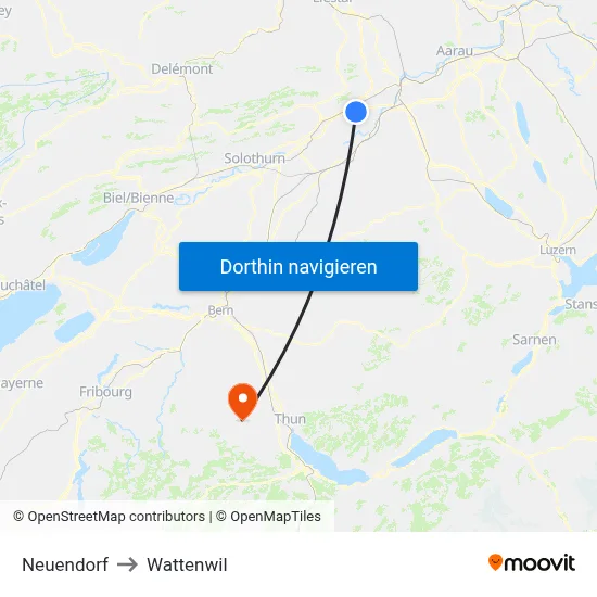 Neuendorf to Wattenwil map