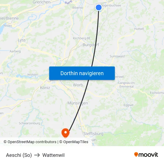 Aeschi (So) to Wattenwil map