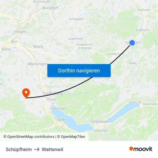 Schüpfheim to Wattenwil map