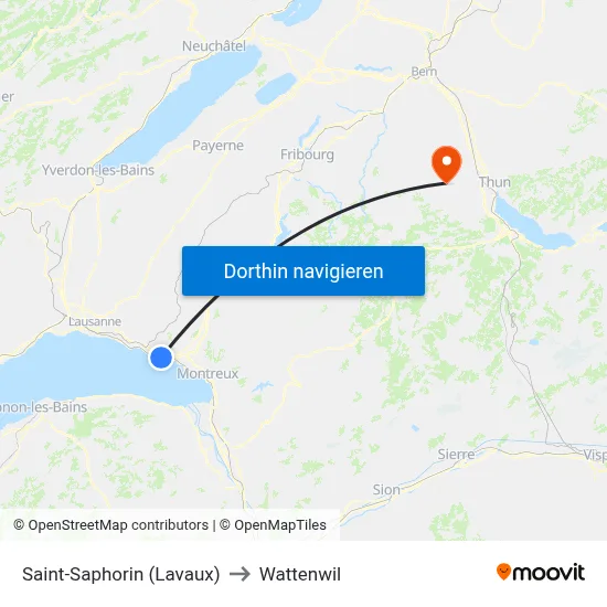 Saint-Saphorin (Lavaux) to Wattenwil map