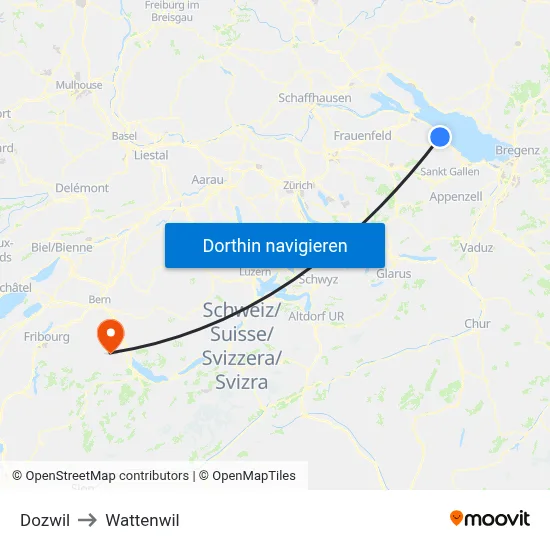 Dozwil to Wattenwil map