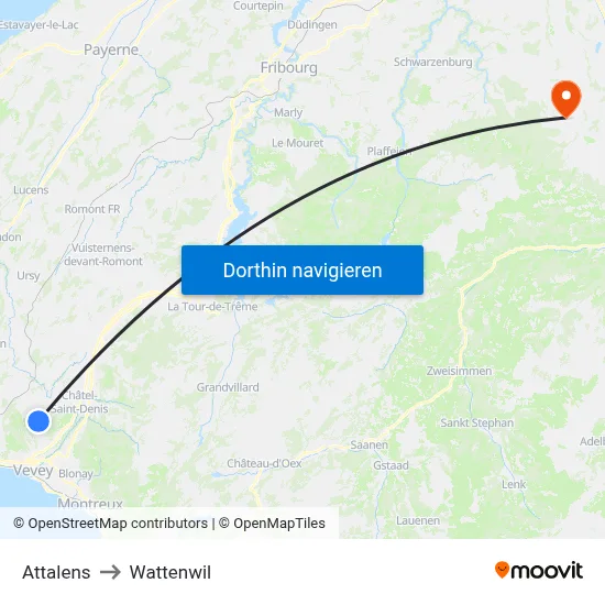 Attalens to Wattenwil map