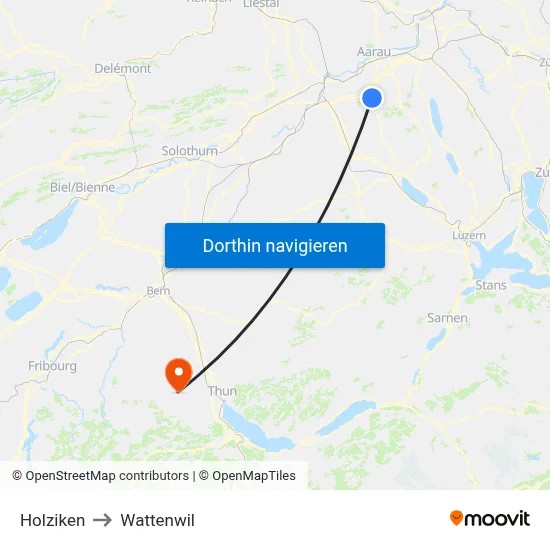 Holziken to Wattenwil map