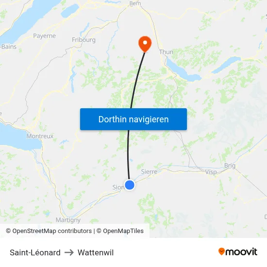 Saint-Léonard to Wattenwil map