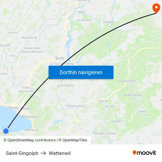 Saint-Gingolph to Wattenwil map