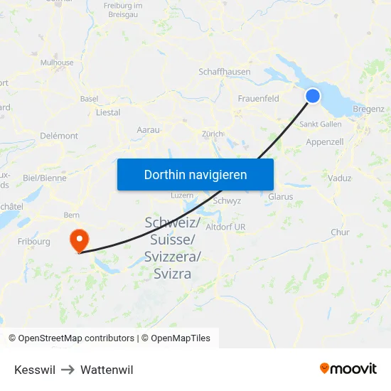 Kesswil to Wattenwil map