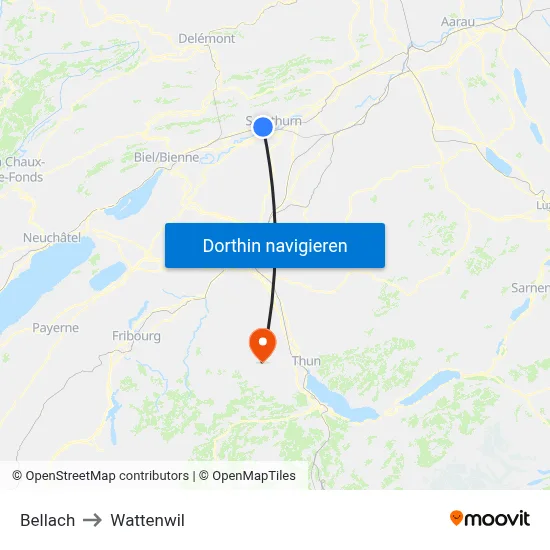 Bellach to Wattenwil map