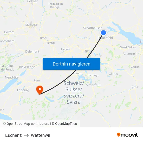 Eschenz to Wattenwil map