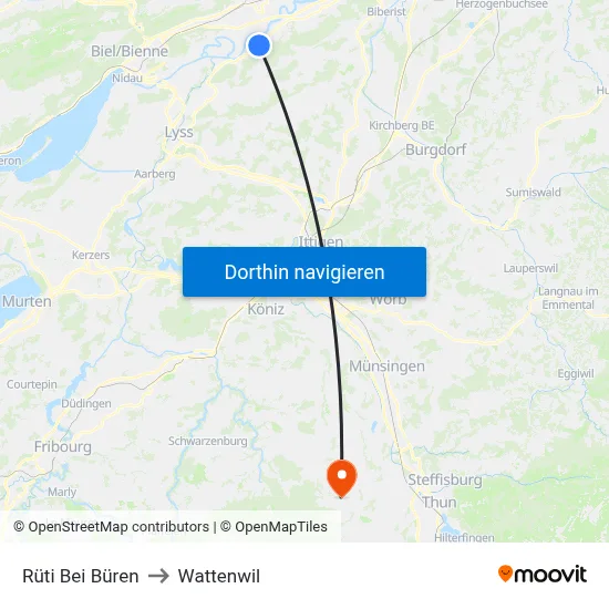 Rüti Bei Büren to Wattenwil map